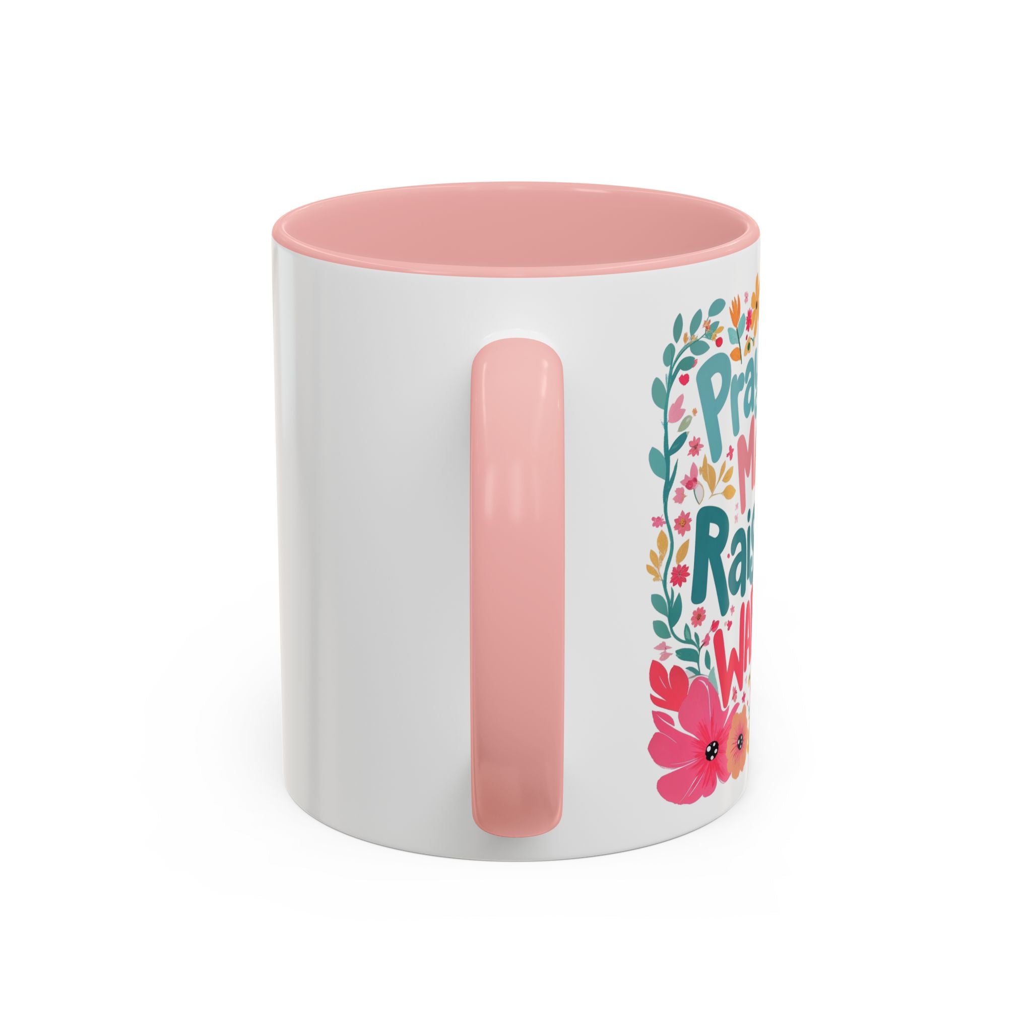 Coffee Mug — "Praying Mama, Raising Warriors" Floral Accent Mug