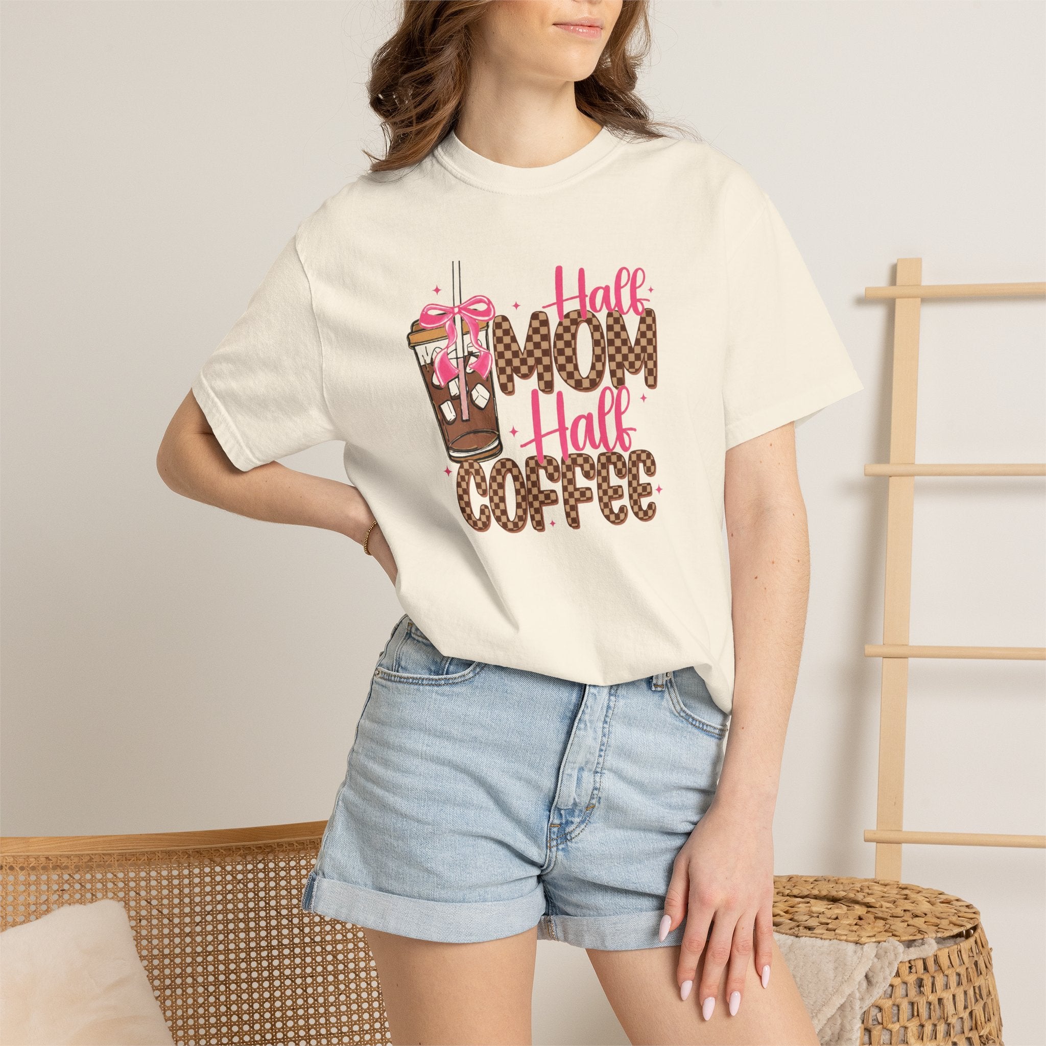 Half Mom Half Coffee T-Shirt — Funny Mom Coffee Graphic Tee