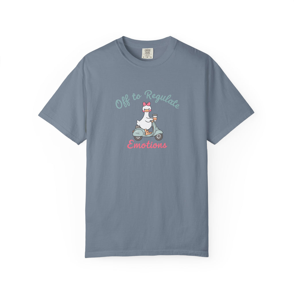 T‑Shirt — “Off to Regulate Emotions” Cute Scooter Bear Mental Health Tee