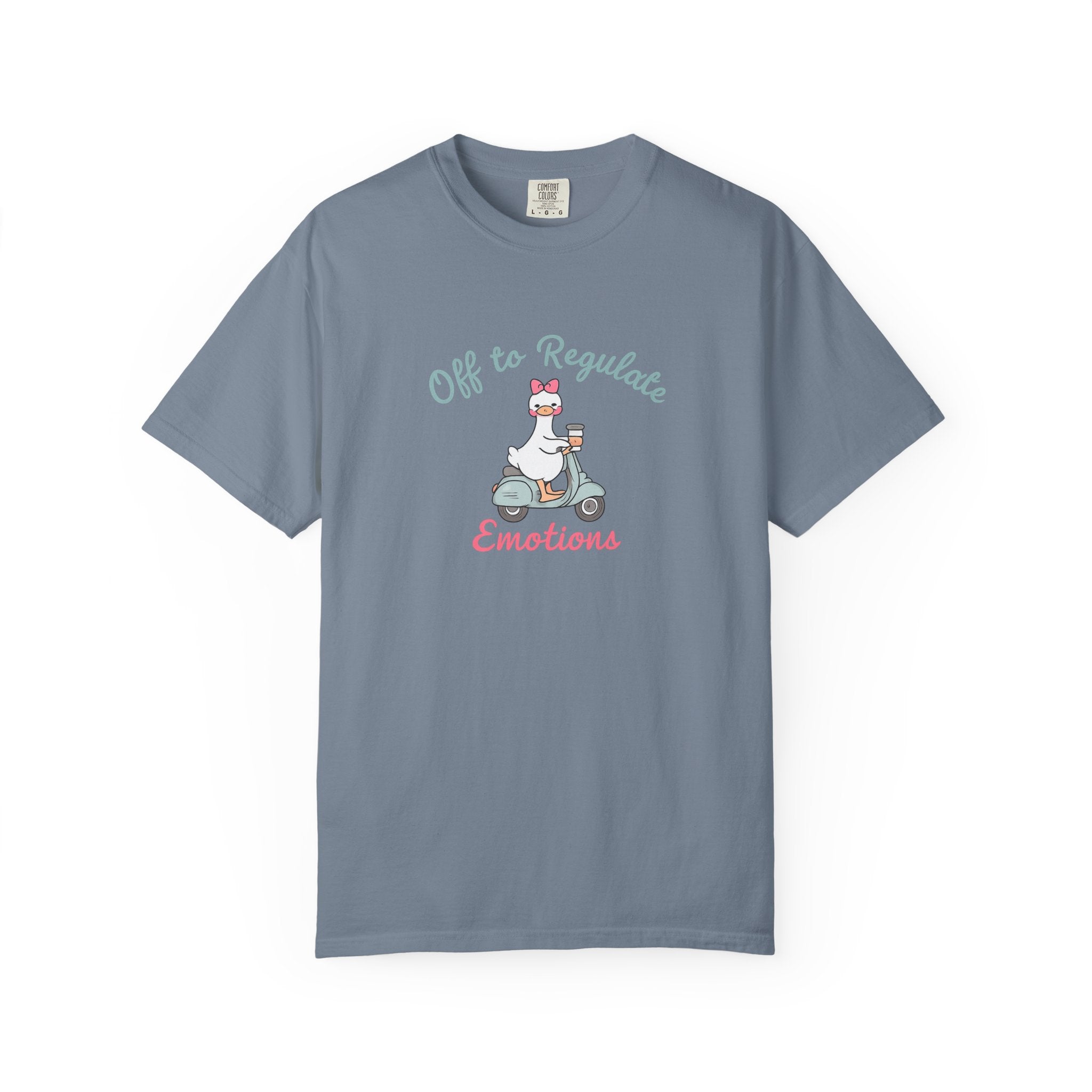 T‑Shirt — “Off to Regulate Emotions” Cute Scooter Bear Mental Health Tee