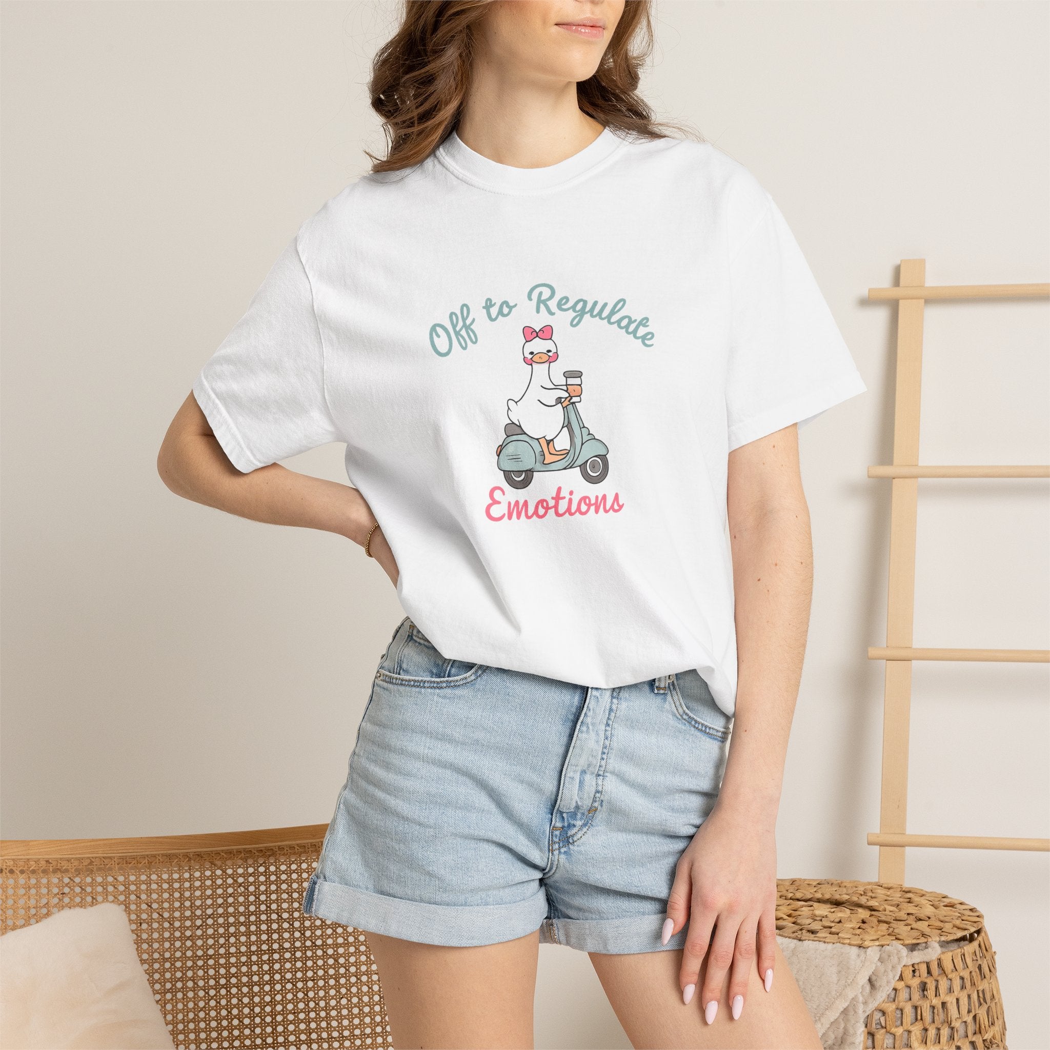 T‑Shirt — “Off to Regulate Emotions” Cute Scooter Bear Mental Health Tee