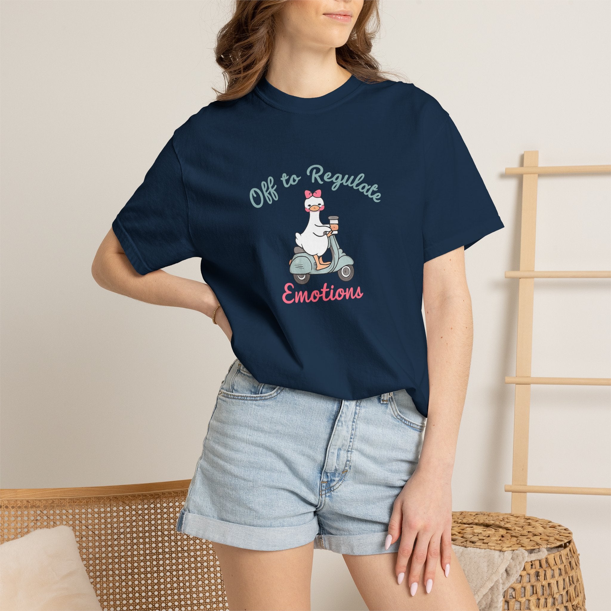 T‑Shirt — “Off to Regulate Emotions” Cute Scooter Bear Mental Health Tee