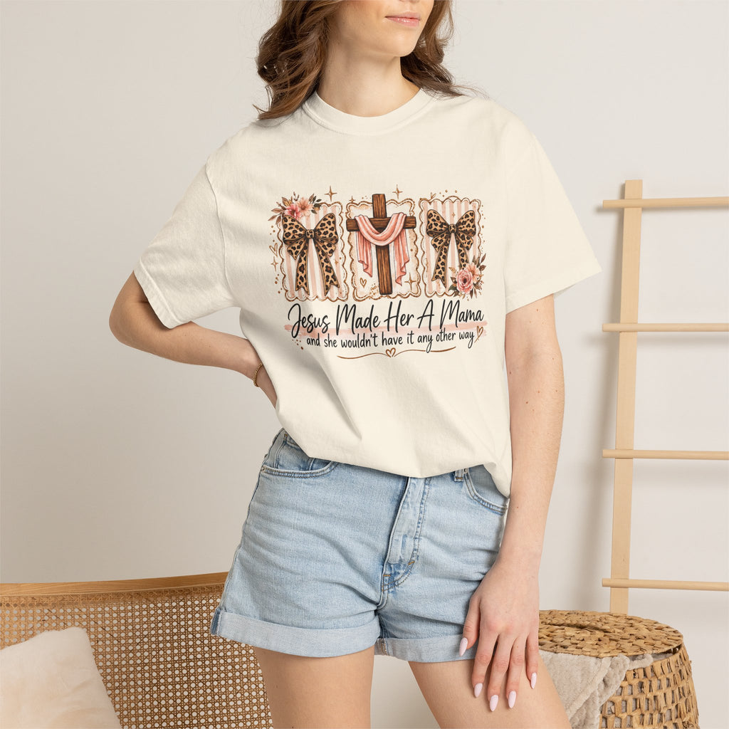 Mama Faith T-Shirt — "Jesus Made Her A Mama" Christian Floral Tee
