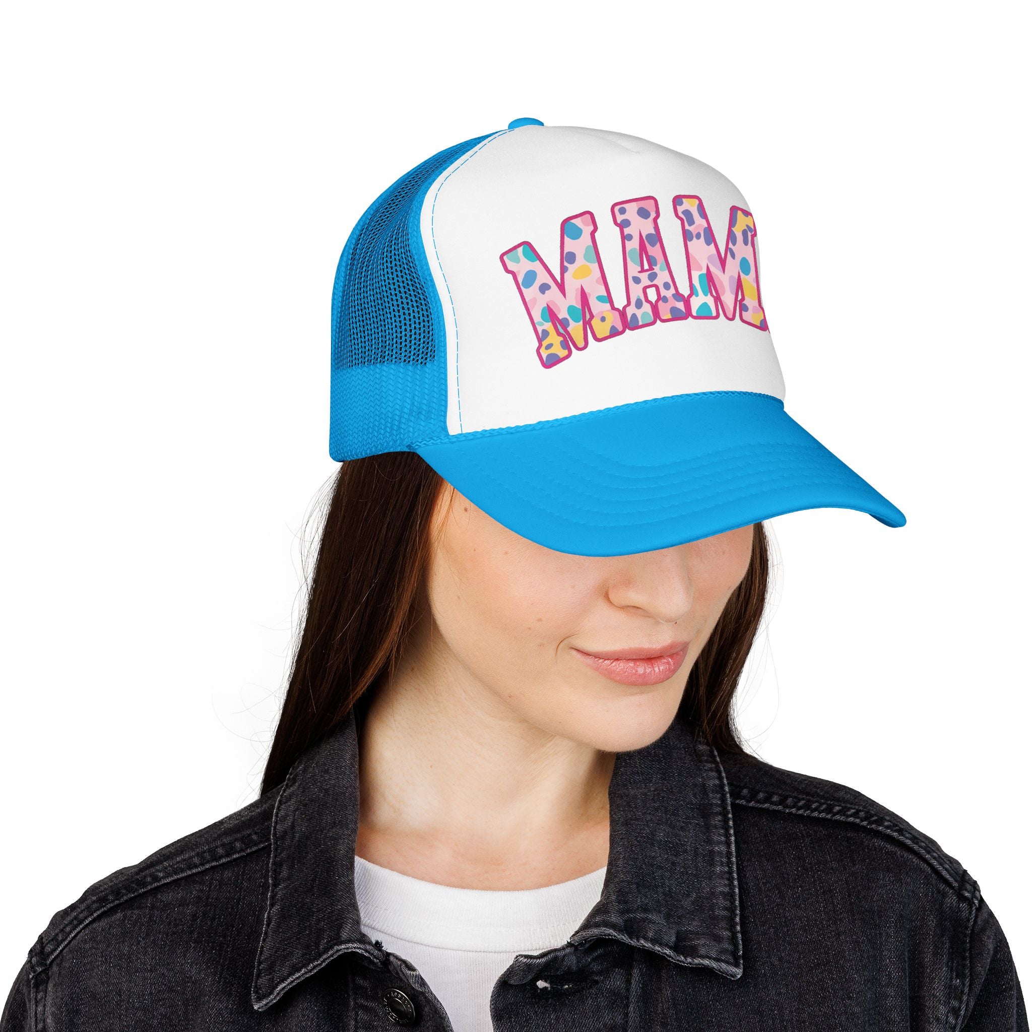 Mama Trucker Hat — Colorful Leopard Print Foam Cap for Moms