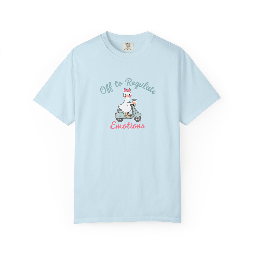 T‑Shirt — “Off to Regulate Emotions” Cute Scooter Bear Mental Health Tee