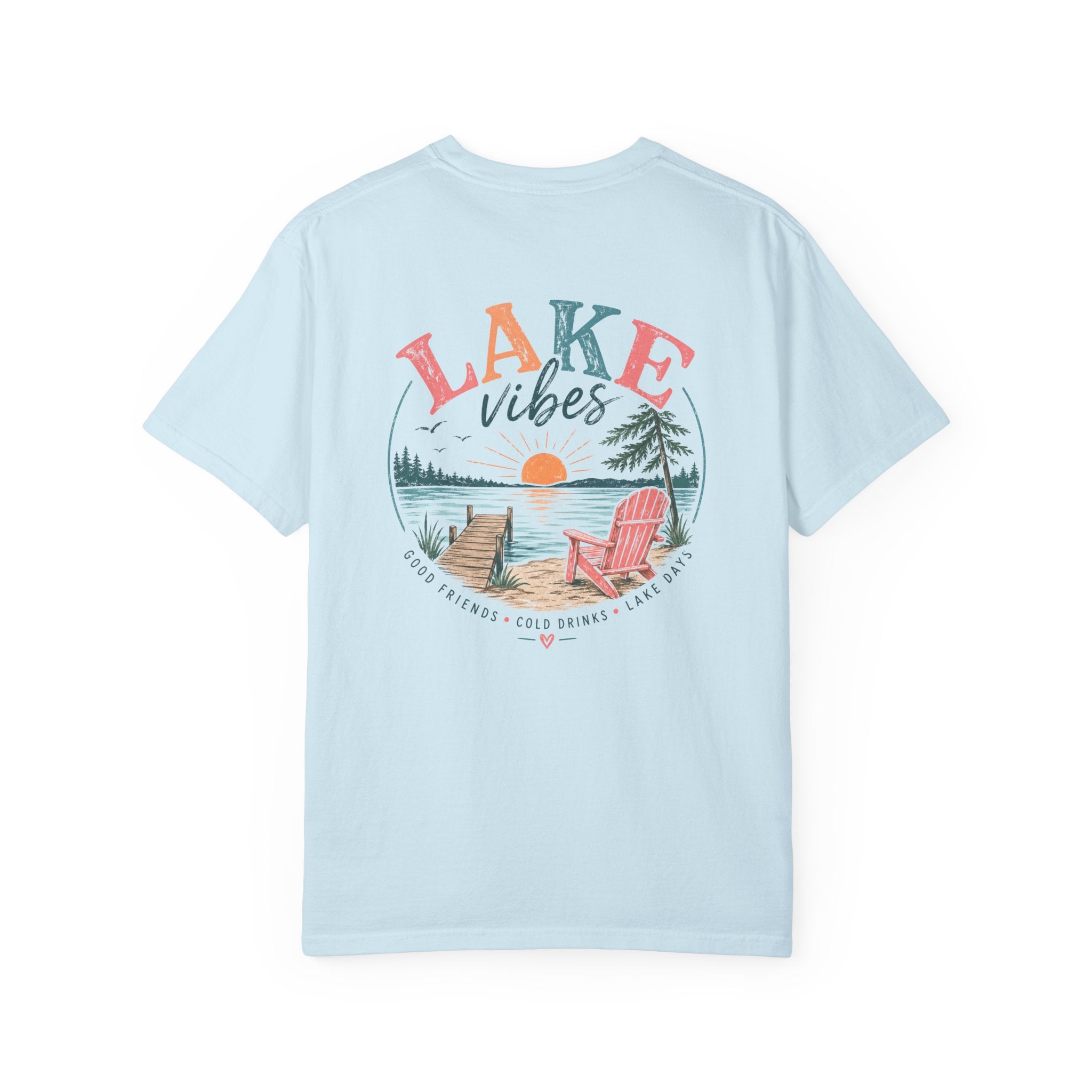 Lake Vibes T-Shirt — Scenic Sunset Dock Graphic Tee