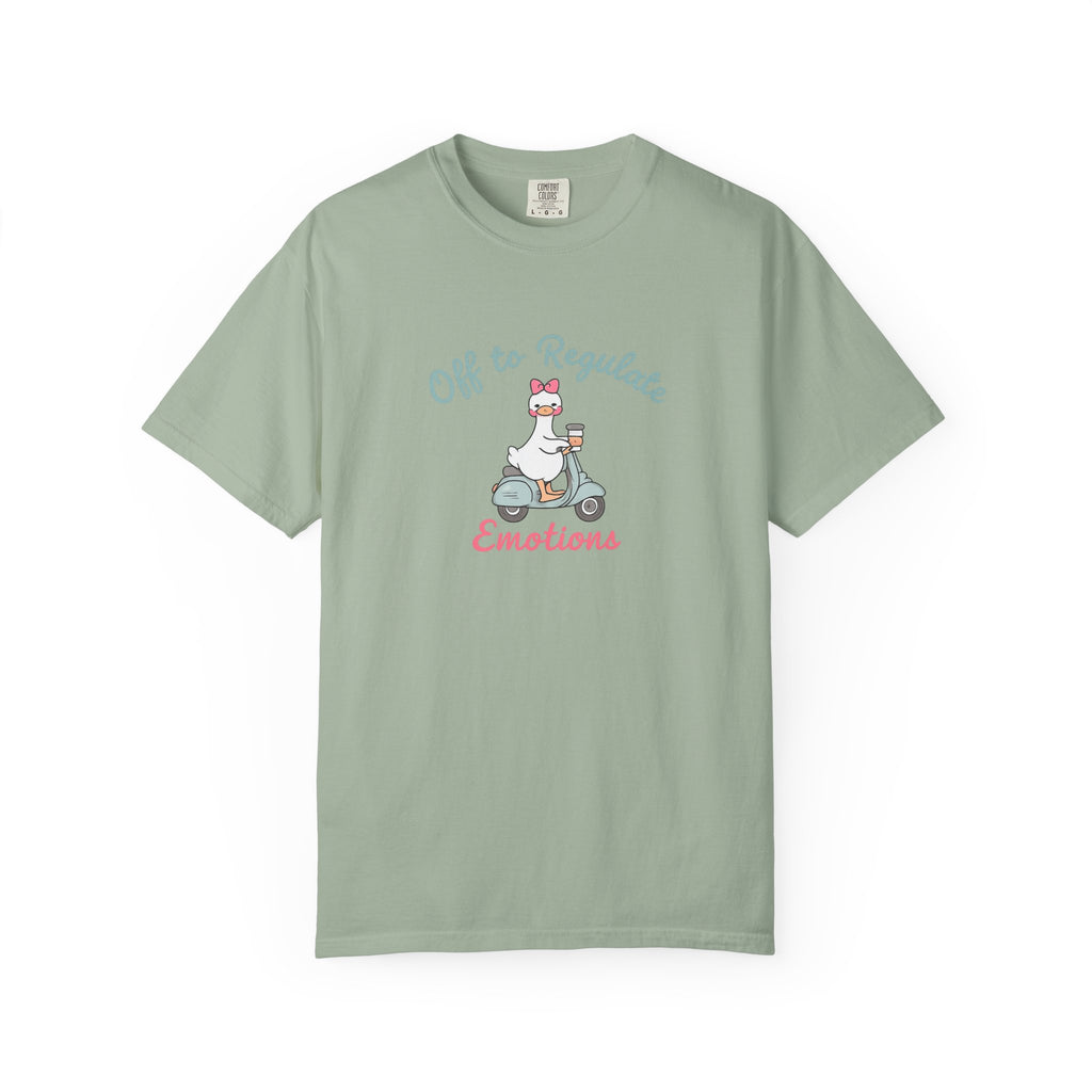 T‑Shirt — “Off to Regulate Emotions” Cute Scooter Bear Mental Health Tee