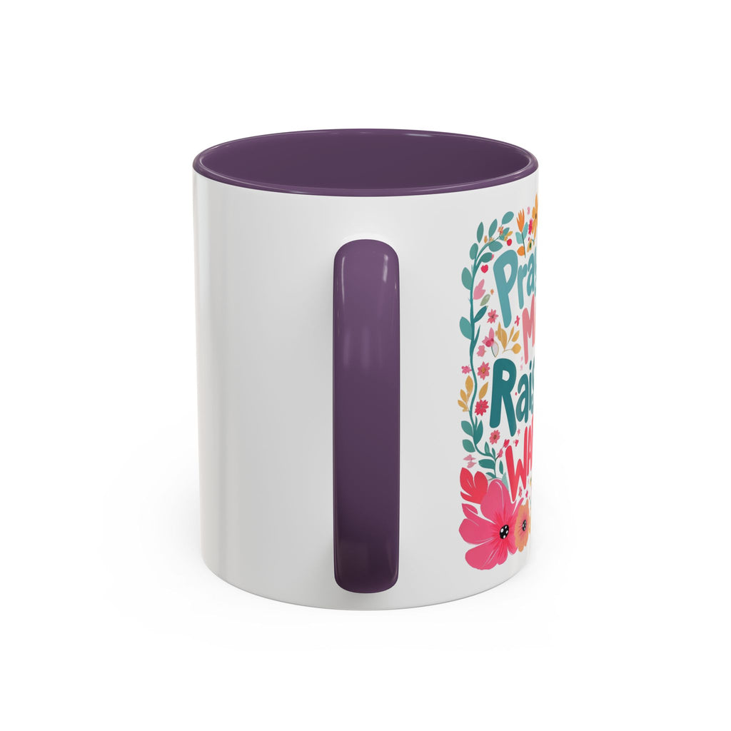 Coffee Mug — "Praying Mama, Raising Warriors" Floral Accent Mug