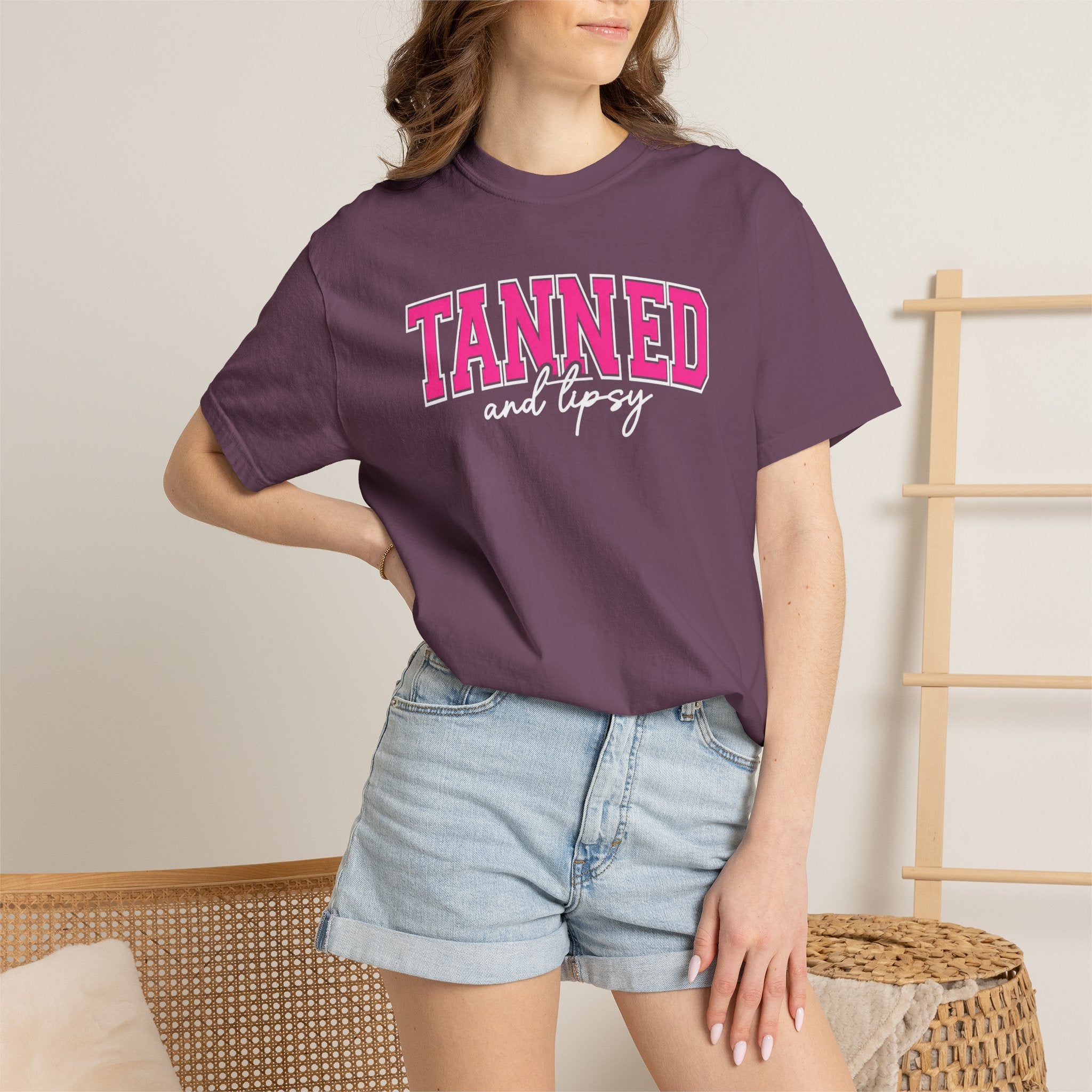 T-Shirt — "TANNED" Pink Arch Graphic Tee