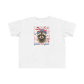 Toddler Tee — "Feral But Free" Raccoon with American Flag Bow (Patriotic 4th of July Kids Shirt)