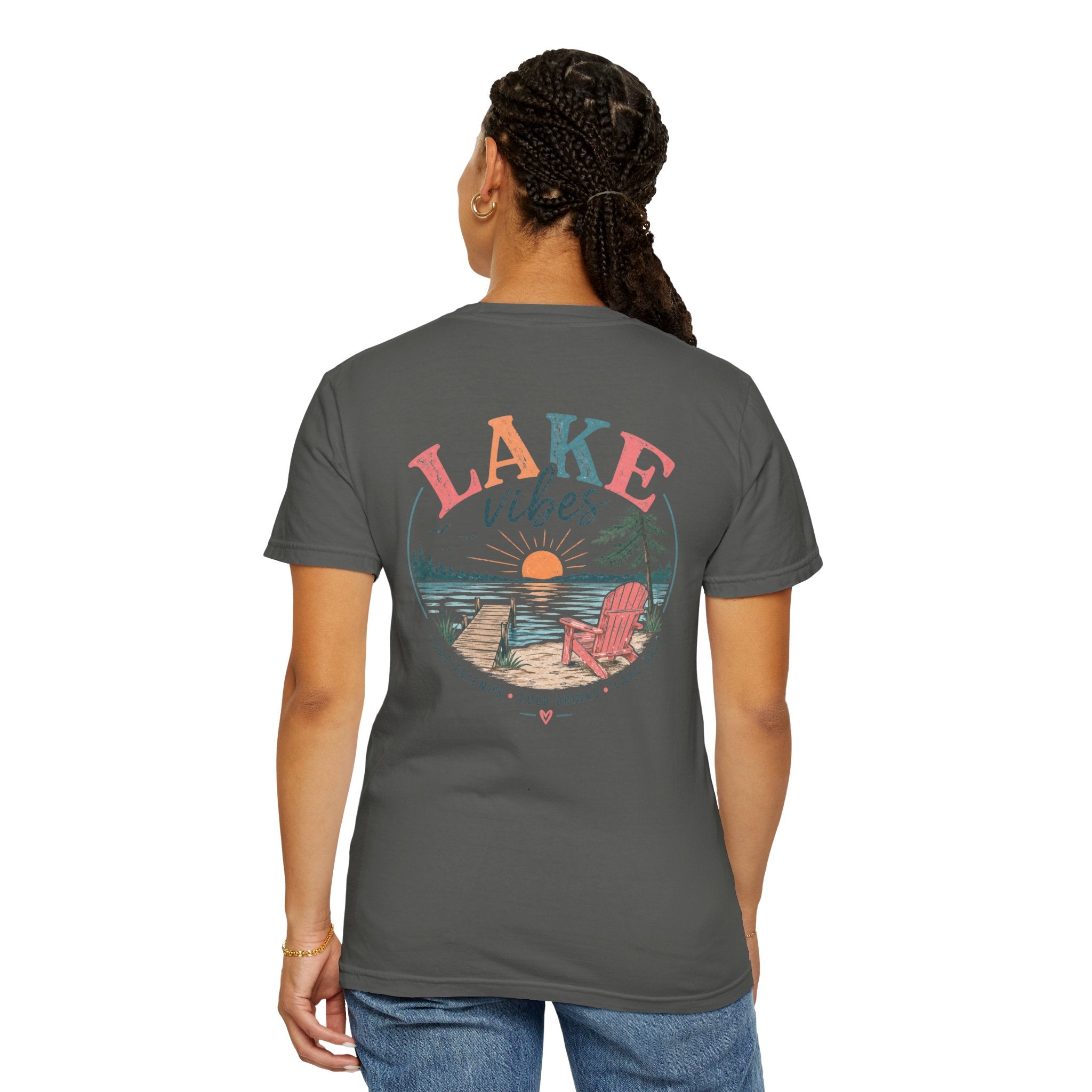 Lake Vibes T-Shirt — Scenic Sunset Dock Graphic Tee