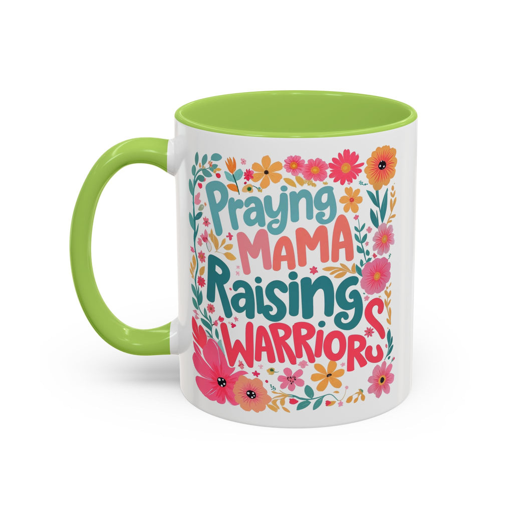 Coffee Mug — "Praying Mama, Raising Warriors" Floral Accent Mug