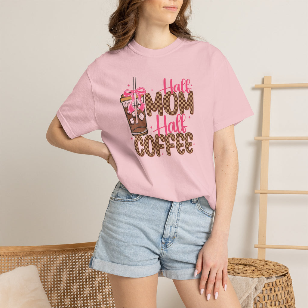 Half Mom Half Coffee T-Shirt — Funny Mom Coffee Graphic Tee