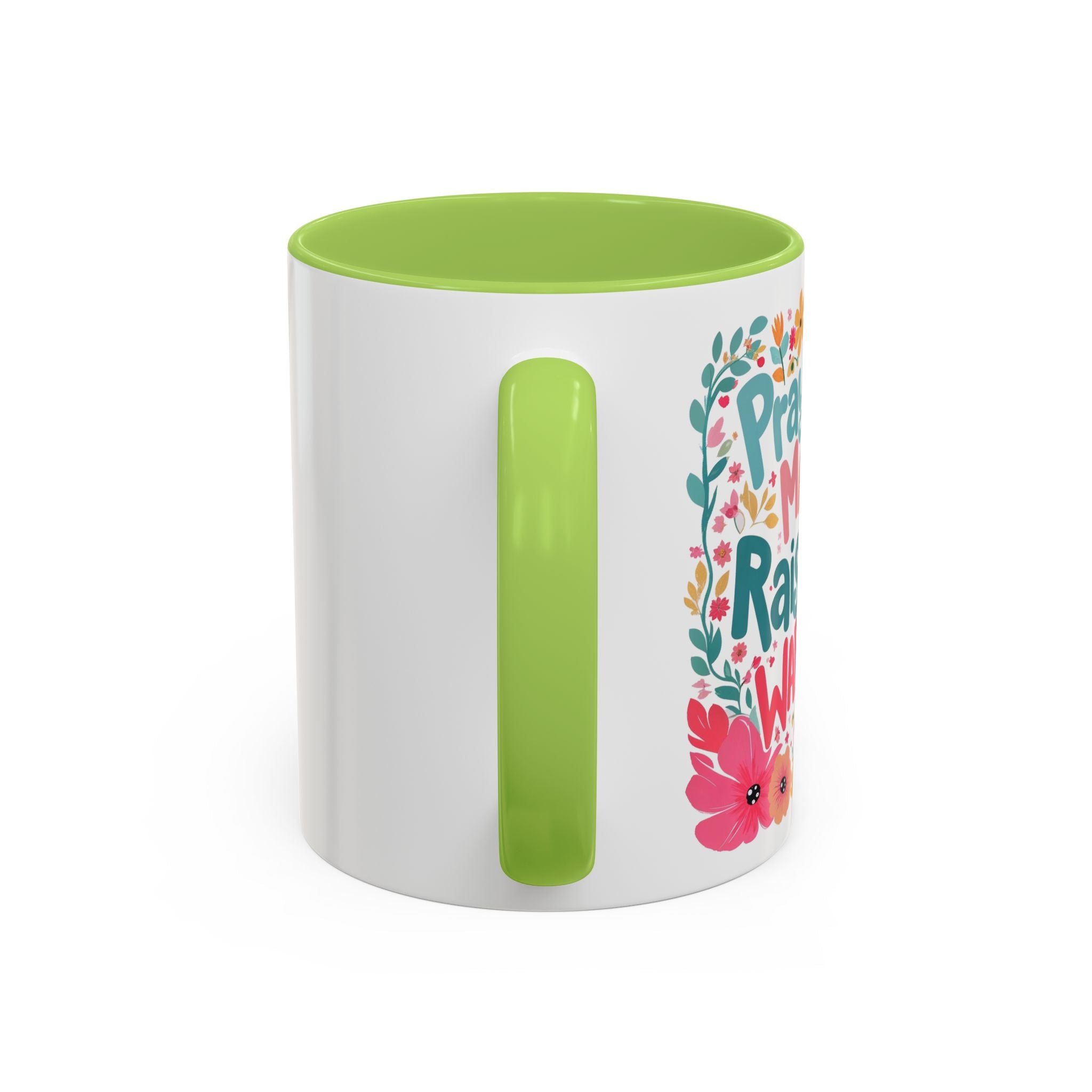 Coffee Mug — "Praying Mama, Raising Warriors" Floral Accent Mug